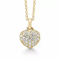 Story hjerte anheng med halskjede i forgylt sølv hvit zirkon