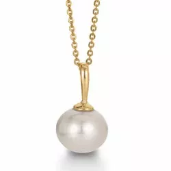 Elegant Aagaard perle anheng i 8 karat med Forgylt sølv halskjede