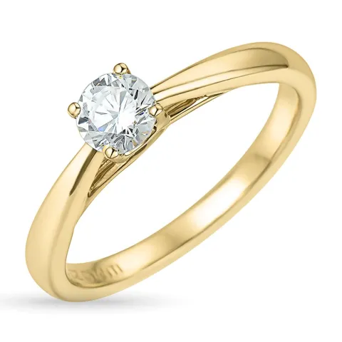 zirkon solitairering i 9 karat gull