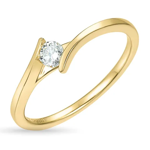 zirkon ring i 9 karat gull