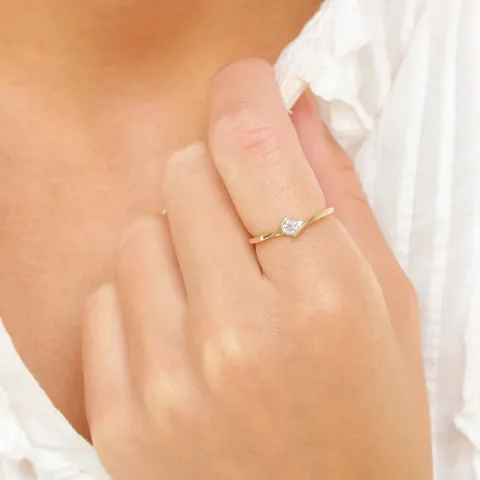 zirkon ring i 9 karat gull