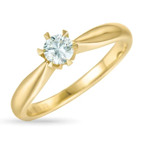 zirkon solitairering i 9 karat gull