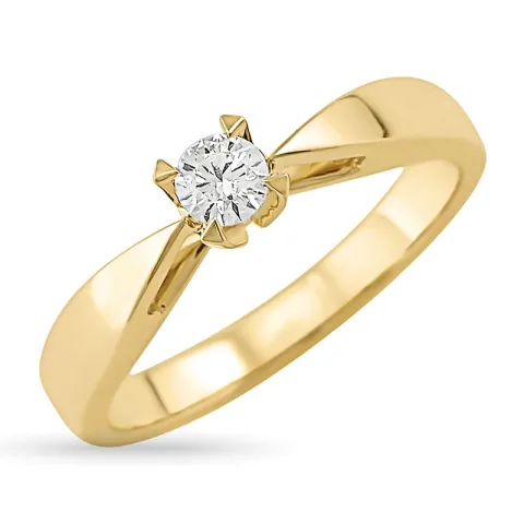 zirkon solitairering i 9 karat gull