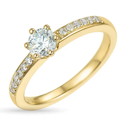 zirkon ring i 9 karat gull
