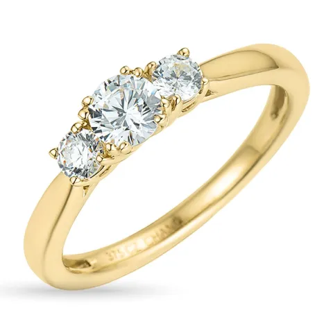 zirkon ring i 9 karat gull