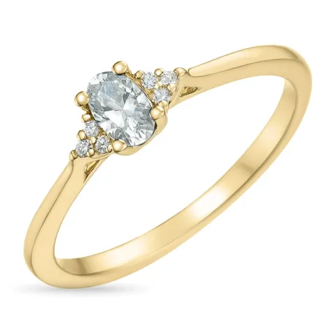 zirkon ring i 9 karat gull