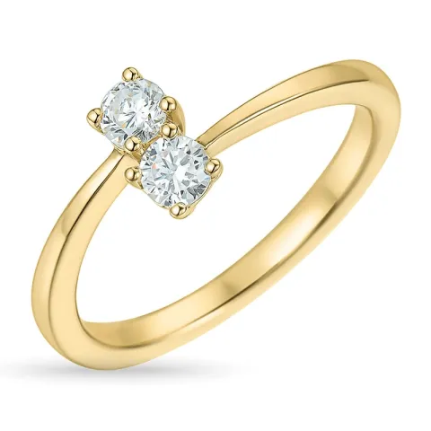 zirkon ring i 9 karat gull