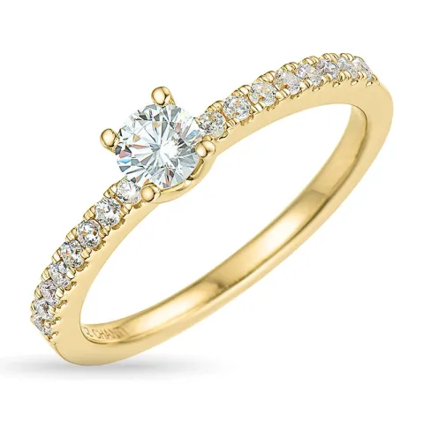 zirkon ring i 9 karat gull