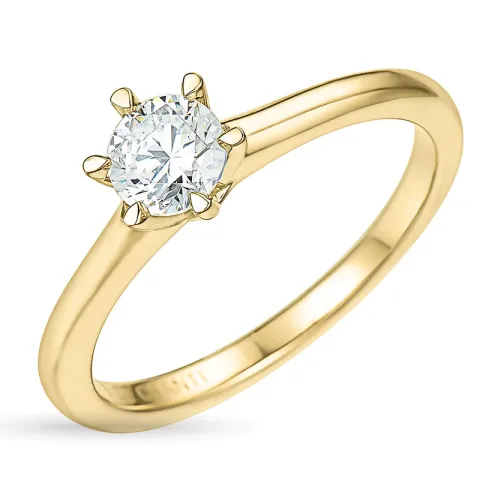 6,0 mm zirkon solitairering i 9 karat gull