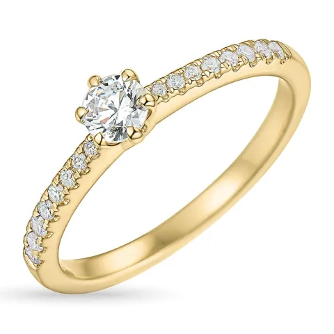 zirkon ring i 9 karat gull