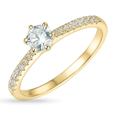 zirkon ring i 9 karat gull