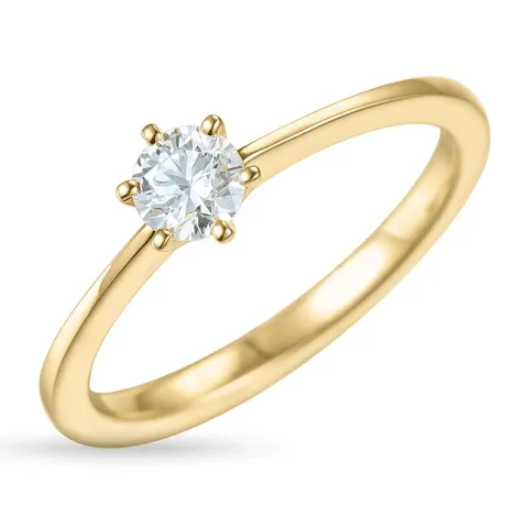 5,3 mm zirkon solitairering i 9 karat gull