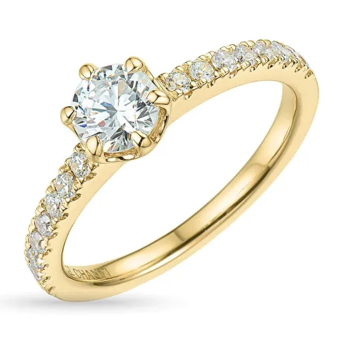 zirkon ring i 9 karat gull