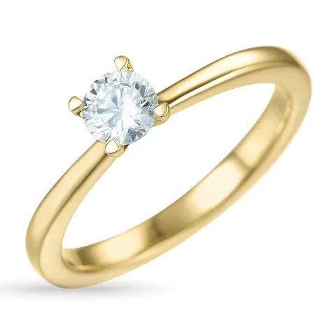 4,7 mm zirkon gullring i 9 karat gull