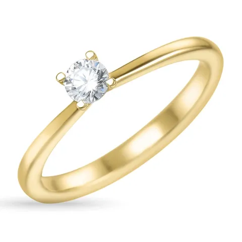 4,0 mm zirkon gullring i 9 karat gull