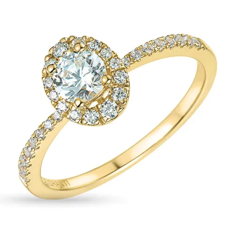 zirkon ring i 9 karat gull