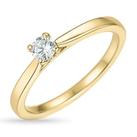 3,5 mm zirkon gullring i 9 karat gull
