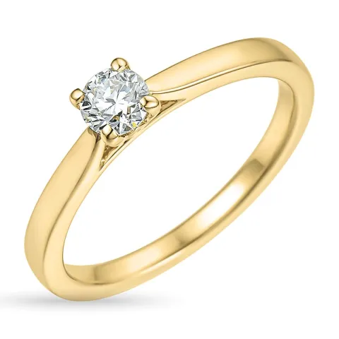 4,0 mm zirkon gullring i 9 karat gull