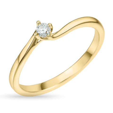 3,3 mm zirkon gullring i 9 karat gull