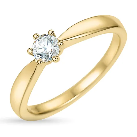 5,2 mm zirkon solitairering i 9 karat gull
