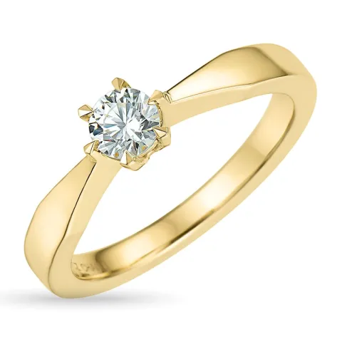 5,4 mm zirkon solitairering i 9 karat gull