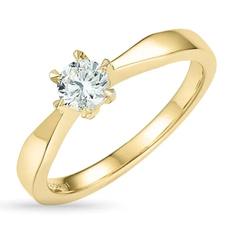 4,7 mm zirkon solitairering i 9 karat gull