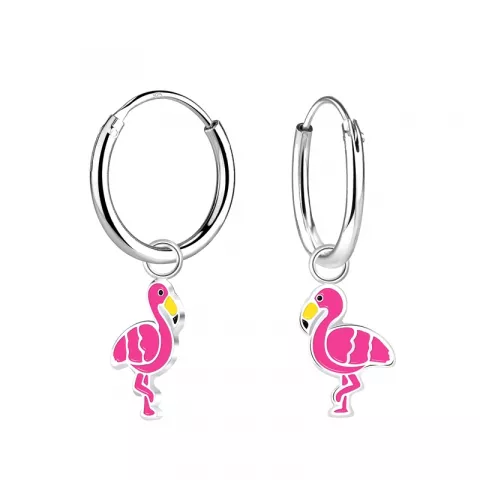 lange flamingo barneøredobb i sølv