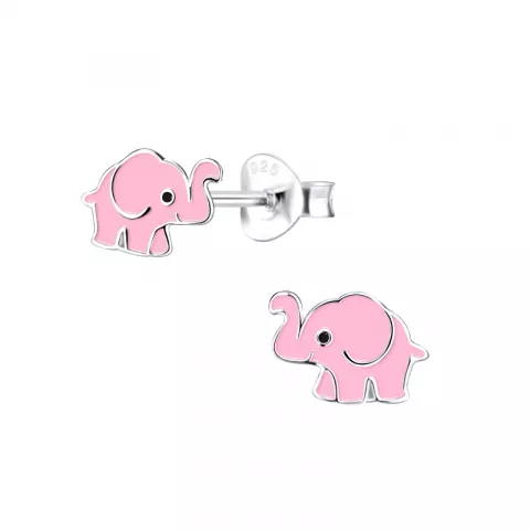 elefant emalje barneøredobb i sølv