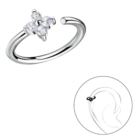 11 mm blomst zirkon helix piercing i sølv
