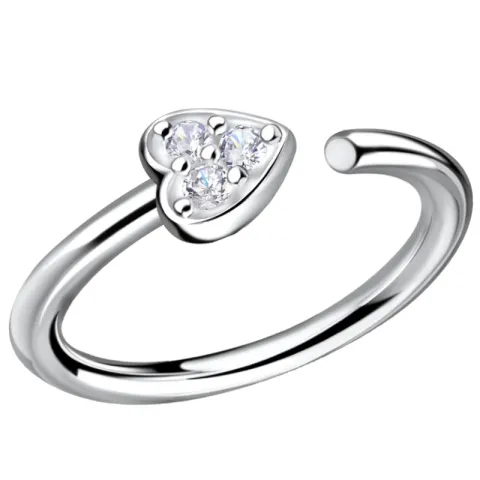 11 mm hjerte zirkon helix piercing i sølv