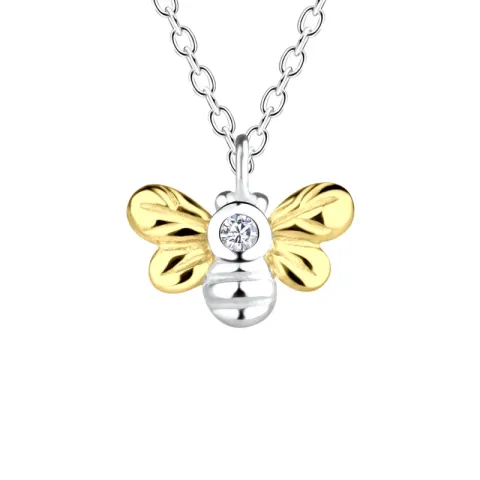 bie halskjede i sølv med anheng i sølv og forgylt sølv - Little Ones