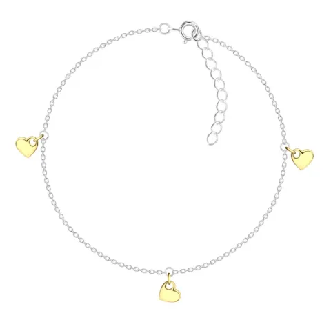 hjerte ankelkjede i sølv med anheng i forgylt sølv - Little Ones