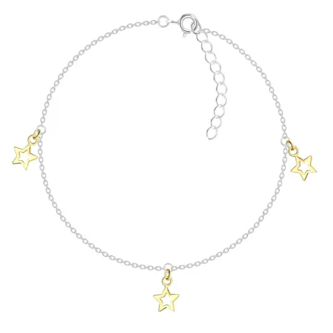 stjerne ankelkjede i sølv med anheng i forgylt sølv - Little Ones