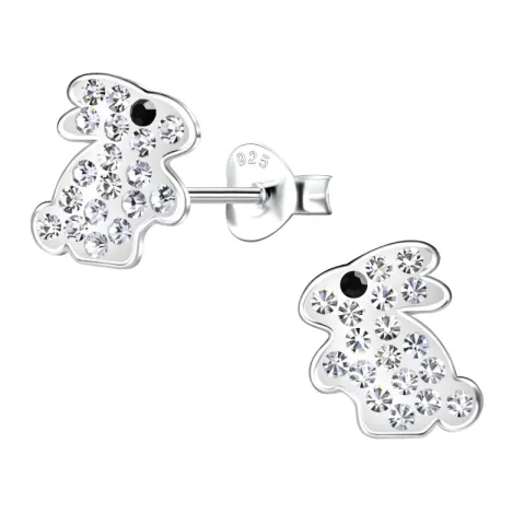 kanin krystall øredobber i sølv - Little Ones