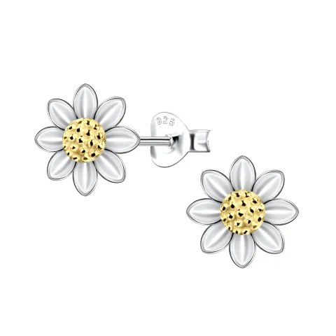 blomst barneøredobb i sølv med forgylt sølv - Little Ones