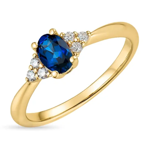 syntetisk safir gullring i 9 karat gull
