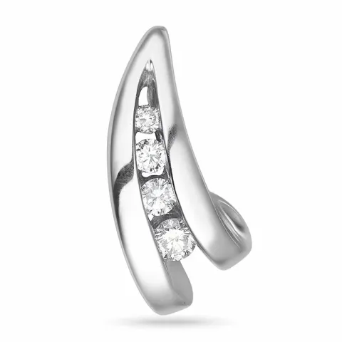 diamant anheng i 14 karat hvitt gull 0,14 ct