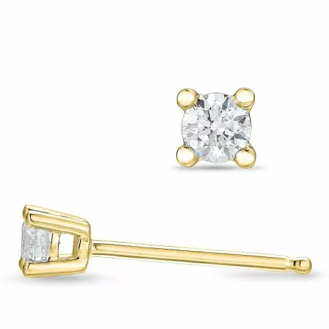 2 x 0,10 ct diamant solitaireørepynt i 14 karat gull med diamant