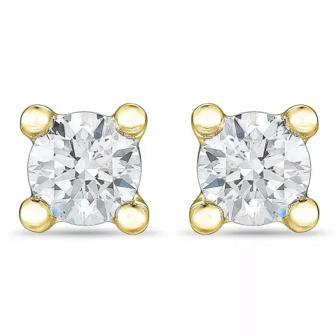 2 x 0,10 ct diamant solitaireørepynt i 14 karat gull med diamant