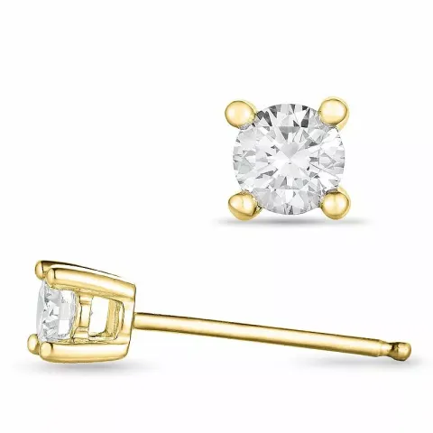 2 x 0,15 ct solitaireørepynt i 14 karat gull med diamant