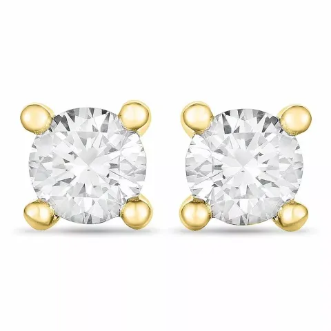 2 x 0,15 ct solitaireørepynt i 14 karat gull med diamant