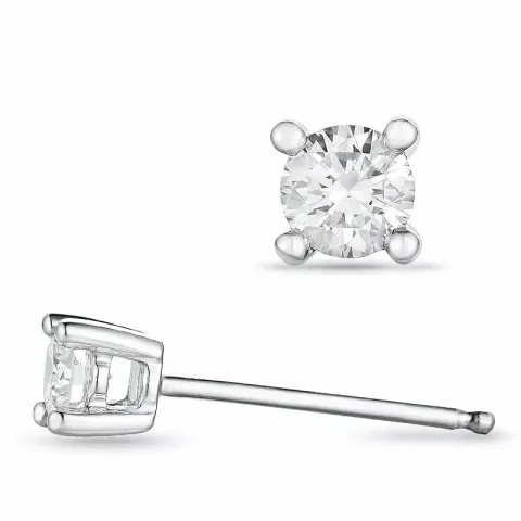 2 x 0,15 ct solitaireørepynt i 14 karat hvitt gull med diamant