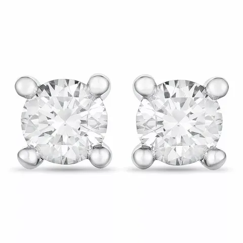 2 x 0,15 ct solitaireørepynt i 14 karat hvitt gull med diamant