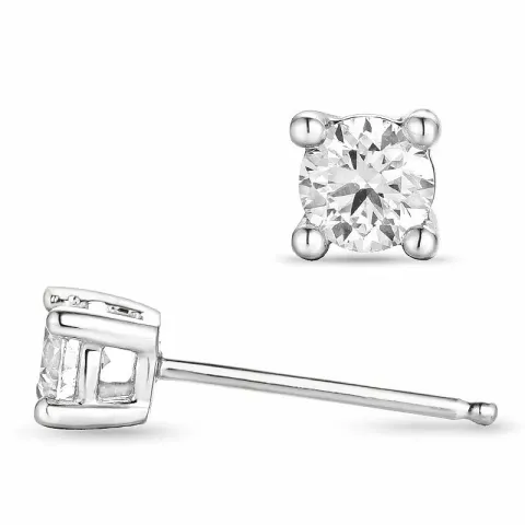 2 x 0,20 ct diamant solitaireørepynt i 14 karat hvitt gull med diamant