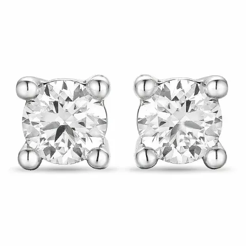 2 x 0,20 ct diamant solitaireørepynt i 14 karat hvitt gull med diamant 