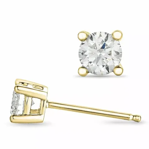 2 x 0,30 ct solitaireørepynt i 14 karat gull med diamant