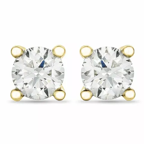 2 x 0,30 ct solitaireørepynt i 14 karat gull med diamant