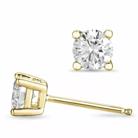 2 x 0,40 ct solitaireørepynt i 14 karat gull med diamant