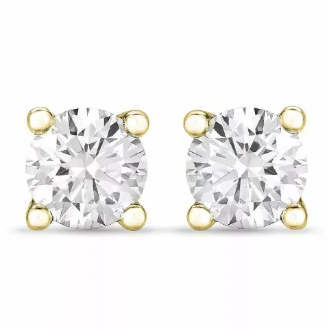 2 x 0,40 ct solitaireørepynt i 14 karat gull med diamant