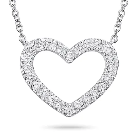 hjerte diamant halskjede i 14 karat hvitt gull 0,20 ct